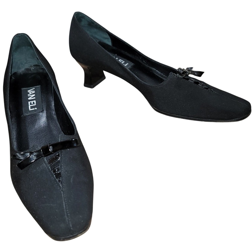 Van Eli‎ Women Square Toe Spool Heel Pumps Work Events Minimalist 7N Goth Witchy - Picture 2 of 12